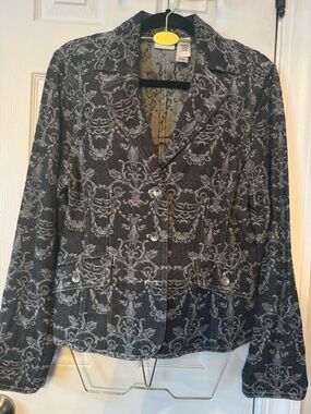 Axcess Black and Gray Patterned Blazer Jacket